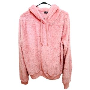 NEW Pink Plush Hooded Sweatshirt by Fifth Sun Size XL NWT